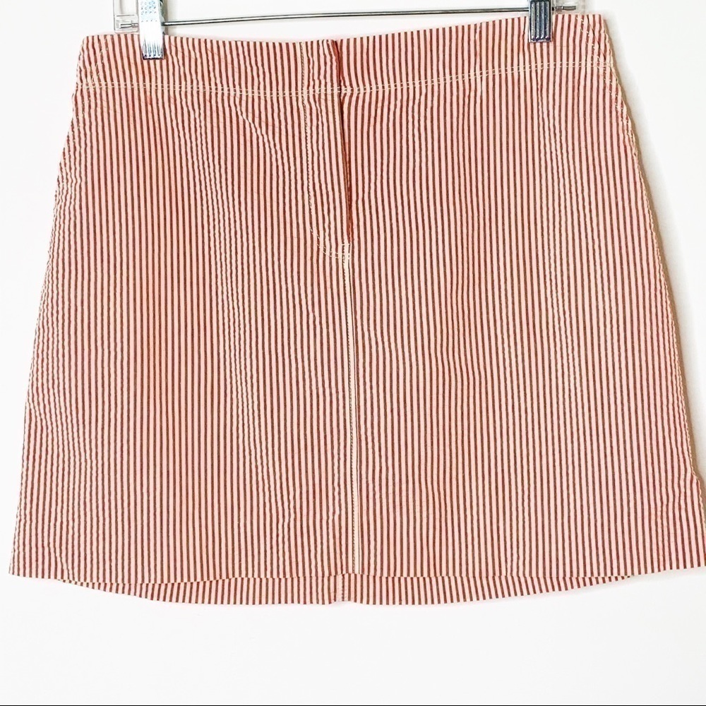 J. Crew Red and White Striped Cotton Mini Skirt